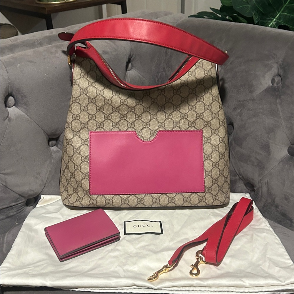 Gucci Vibrant Red & Pink Purse / Matching Wallet
